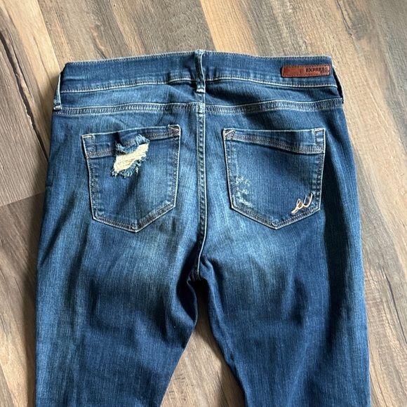 Ripped Dark Blue Women’s Skinny Jeans - Picture 11 of 12